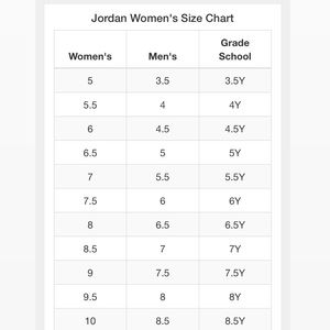 jordan 1 gs size chart